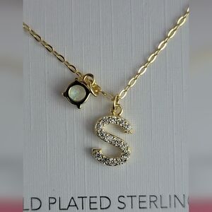 Isabella Letter "S" Necklace, 14K Gold Plated Sterling Silver